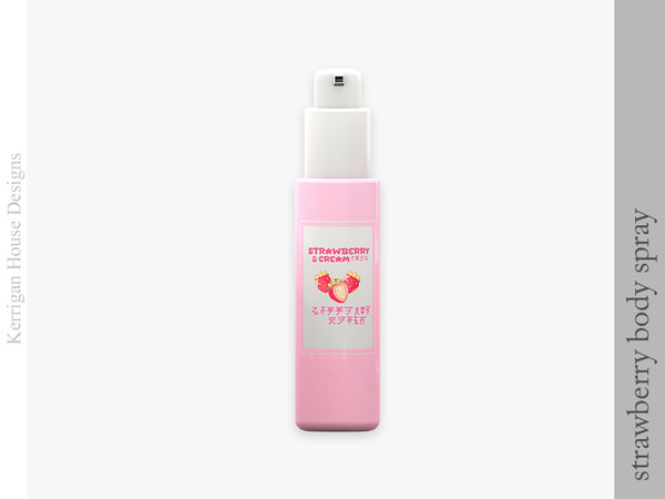 Sims 4 — Strawberry Body Spray by kerriganhouse — A cute strawberry pink themed cosmetic set.