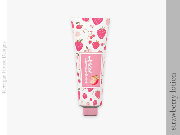 Sims 4 — Strawberry Lotion by kerriganhouse — A cute strawberry pink themed cosmetic set.