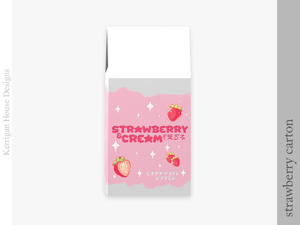 Sims 4 — Strawberry Milk Carton by kerriganhouse — A cute strawberry pink themed cosmetic set.
