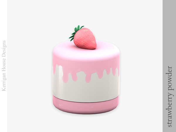 Sims 4 — Strawberry Powder Jar by kerriganhouse — A cute strawberry pink themed cosmetic set.