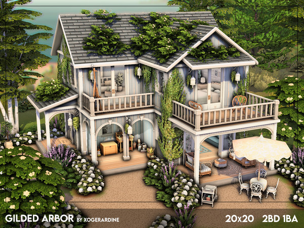 Sims 4 — Gilded Arbor (NO CC) by xogerardine — I really wanted to build something small and cute by the shore in