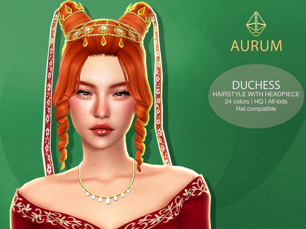 Sims 4 — Duchess set - Hairstyle with headpiece by Aurum — Hairstyle: