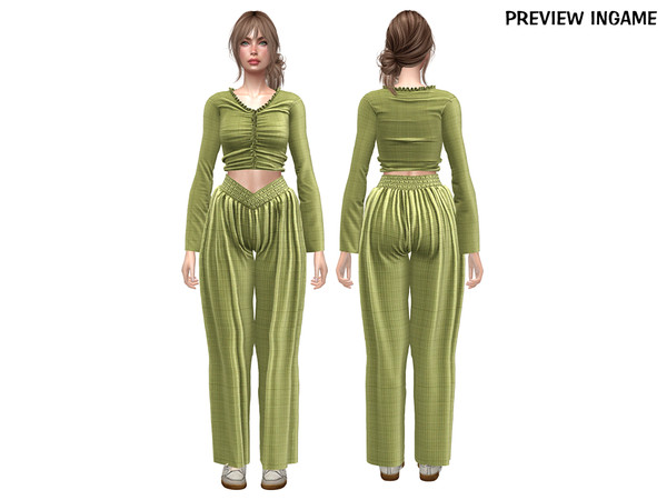 Sims 4 — DAPHS - Clothes SET524 - Asymmetrical Wide Leg Sweatpants C1721 - TSR by Daph's — A modern two-piece outfit