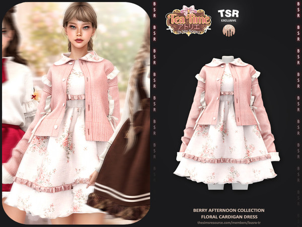 Sims 4 — Berry Afternoon Collection - 1 Floral Cardigan Dress BD1658 by busra-tr — - Set Inclued : Top - Skirt - Dress x3