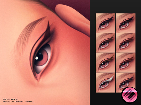 Sims 4 — Angle Trace Eyeliner N438 V1 by cosimetic — A lifted eyeliner with a defined upward direction and clean wing