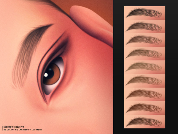 Sims 4 — Soft Balance Brows N176 V2 by cosimetic — A fuller and slightly textured version with relaxed hair direction.