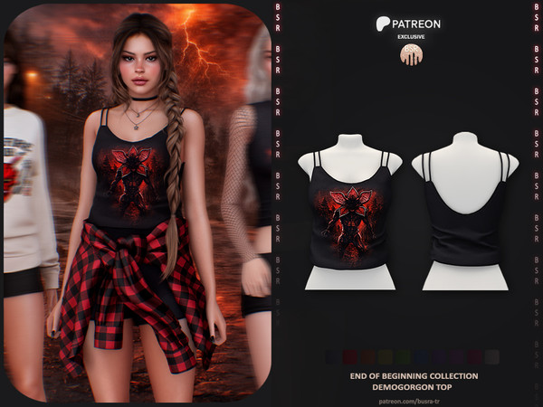 Sims 4 — End of Beginning Colection - Demogorgon Top P269 +HQ by busra-tr — Set Inclued : Top - Short - Sweatshirt -
