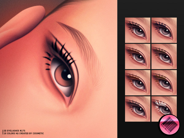 Sims 4 — 2D MM Feather Flick Lashes N175 by cosimetic — Lightweight 2D lashes with soft separated strands and gentle