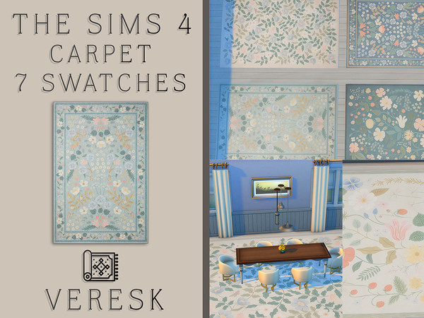 Sims 4 — VERESK_Floral rectangular rugs by Veresk_Veresk — 7 square rugs with floral patterns from Veresk for your Sims 4