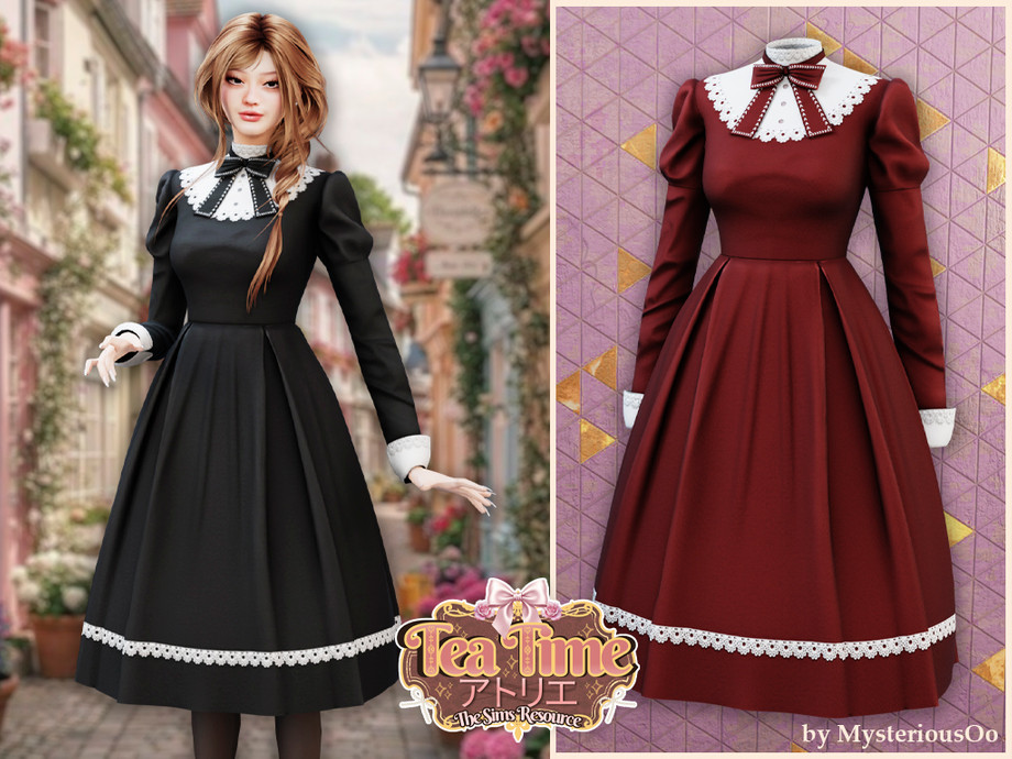 formal maid dress Retro Lace Maid Floral Cotton Dress – Belchic main image 0