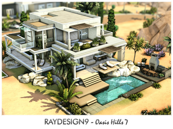 Sims 4 — Oasis Hills 7 by RayDesign9 — I build this house in Oasis Spring, 40x30 lot size with 2 floors. This house has :