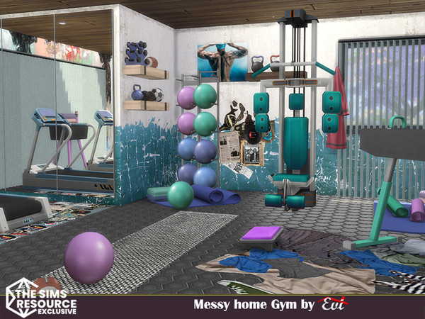 Sims 4 — Messy home Gym by evi — Whoever owns this private gym uses the best out of it.