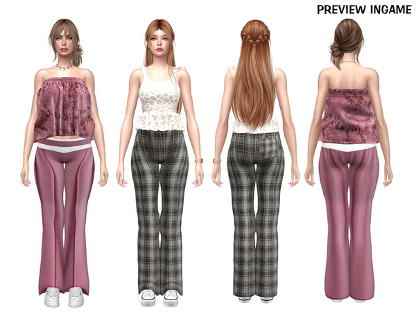 Sims 4 — DAPHS - High Waist Structured Flares C1727 - TSR by Daph's — A stylish everyday outfit set featuring soft flare