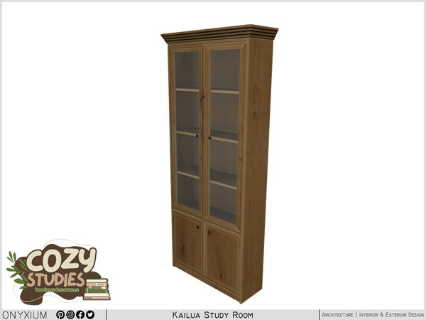 Sims 3 — Kailua Bookcase With Four Glass Doors by Onyxium — Onyxium@TSR Design Workshop Study Room Collection - Belong To