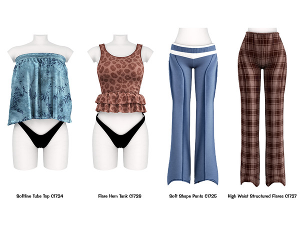 Sims 4 — DAPHS - Soft Shape Pants C1725 - TSR by Daph's — A stylish everyday outfit set featuring soft flare pants and