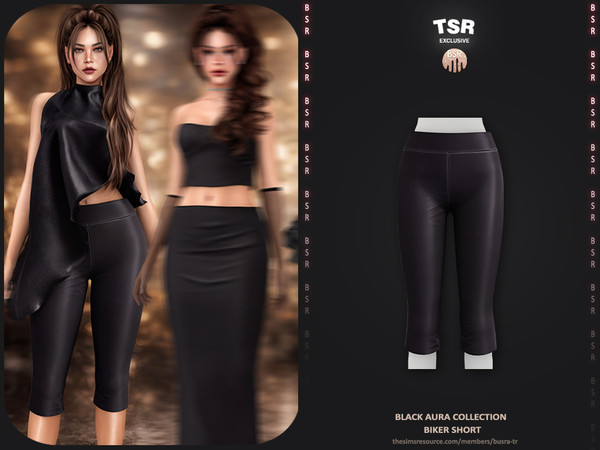 Sims 4 — Black Aura Collection - 1 Biker Short BD1659 by busra-tr — - Set Inclued : - 1 Swatches - For Female (Teen to
