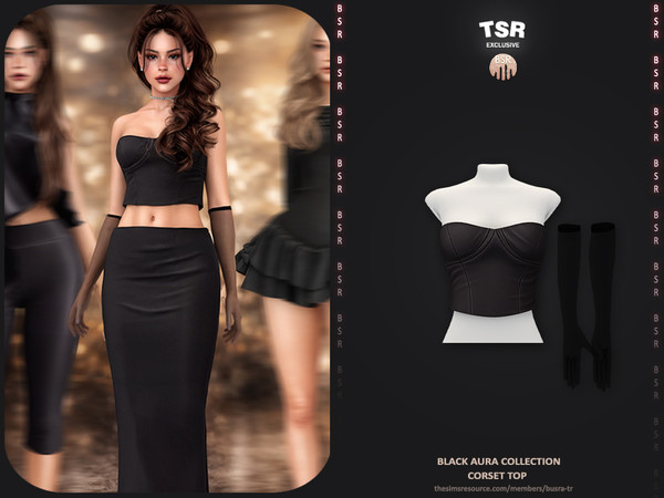 Sims 4 — Black Aura Collection - 2 Corset Top BD1659 by busra-tr — - Set Inclued : - 1 Swatches - For Female (Teen to