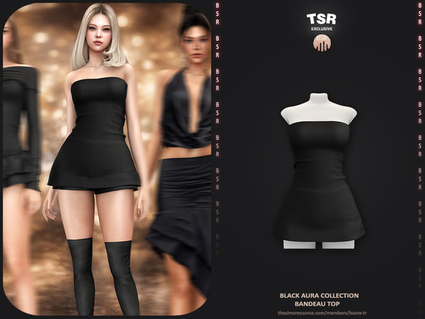 Sims 4 — Black Aura Collection - 4 Bandeau Top BD1659 by busra-tr — - Set Inclued : - 1 Swatches - For Female (Teen to