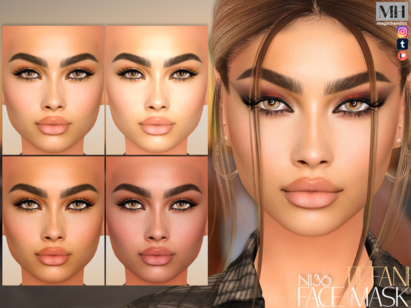 Sims 4 — [Patreon] Tiffani Face Mask N136 by MagicHand — Beauty face in 6 skin color variations - HQ Compatible.