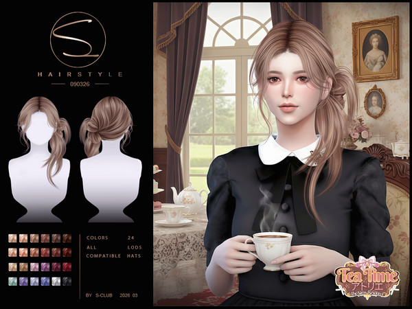 Sims 4 — (TeaTimeAtelier)sclub_ts4_hair_ 090326 by S-Club — Updo with ponytail hairstyle hope you like, thank you.