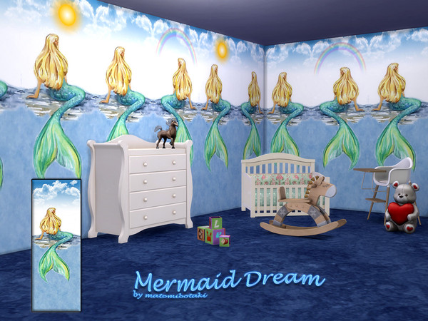 Sims 4 — Mermaid Dream by matomibotaki — Enchanting children's wallpaper invites you to dream, available in 4 combinable