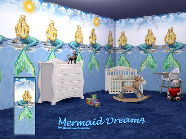 Sims 4 — Mermaid Dream4 by matomibotaki — Enchanting children's wallpaper invites you to dream, available in 4 combinable