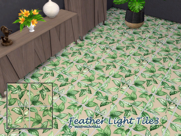 Sims 4 — Feather Light Tile3 by matomibotaki — Tiled floors with the lightness of feather patterns in 4 different