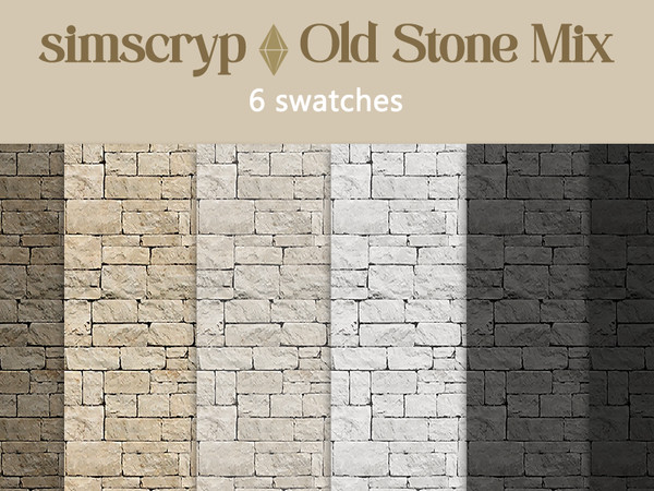 Sims 4 — simscryp - Old Stone Mix by Simscryp — Stone Wall 6 swatches