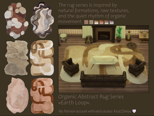 Sims 4 — Organic Abstract Rug Series- ''Earth Loop''. by KsuCCSims4 — The rug series is inspired by natural formations,