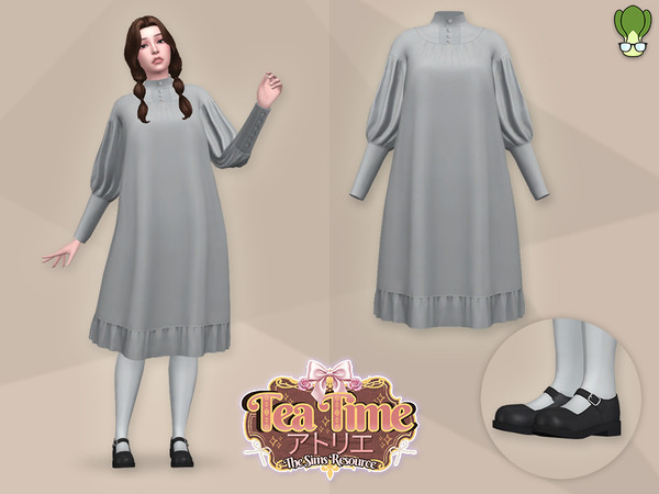 Sims 4 — Tea Time Vintage Doll Ruffle Dress & Mary Janes Shoes Set by kapakijo — Vintage doll ruffle dress & mary