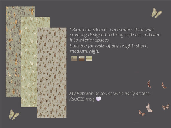 Sims 4 — Wallpaper Set-''Blooming Silence''. by KsuCCSims4 — Blooming Silence is a modern floral wall covering designed