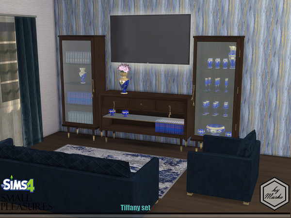 Sims 4 — [MarkoTS4] Livingroom set Tiffany china cabinet 1 by Marko_An — A cabinet or sideboard for dishes and booksMy