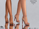 Sims 4 — Animal Print Sandals Set by LVNDRCC — Two pair of high heel sandals with animal print motif and ankle support.
