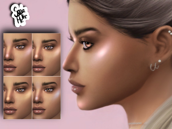 Sims 4 — 02. 2016 Glam Highlighter by saratheme — -4 shades with different opacities for all skin colors