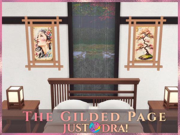 Sims 4 — The Gilded Page by Draven298 — This set has 21 images with frames in both a light wood grain as well as a darker