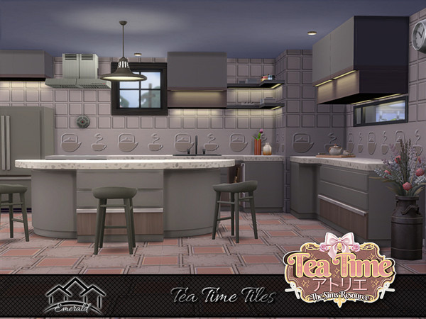 Sims 4 — Tea Time Tiles 1 by Emerald — Tea time is a designated time for resting, socializing, sharing with family and