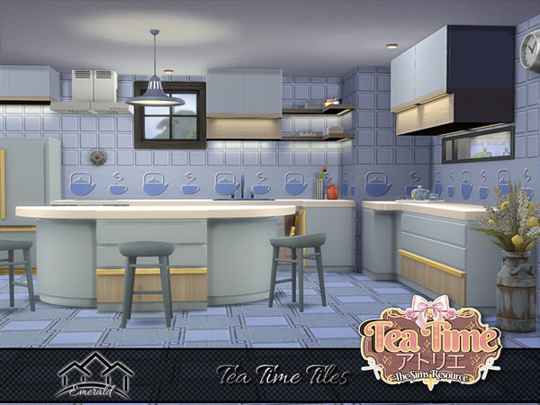 Sims 4 — Tea Time Tiles 4 by Emerald — Tea time is a designated time for resting, socializing, sharing with family and