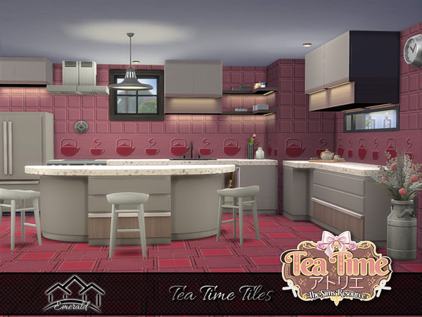 Sims 4 — Tea Time Tiles 6 by Emerald — Tea time is a designated time for resting, socializing, sharing with family and