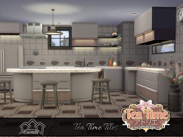 Sims 4 — Tea Time Tiles 8 by Emerald — Tea time is a designated time for resting, socializing, sharing with family and