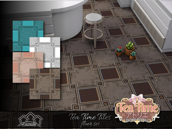 Sims 4 — Tea Time Tiles floor set by Emerald — Tea time is a designated time for resting, socializing, sharing with
