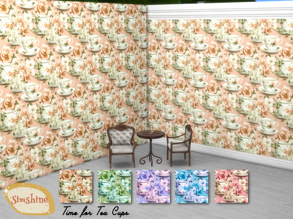Sims 4 — Time For Tea Cups by Sim_shine — Tea cups and flowers for your walls