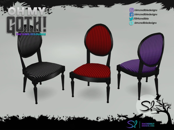 Sims 4 — Oh My Goth - Beauty Room Chair by SIMcredible! — by SIMcredibledesigns.com available at TSR 3 colors variations