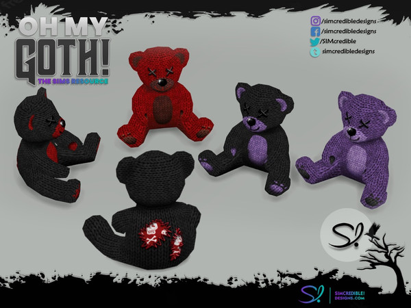 Sims 4 — Oh My Goth - Beauty Room Teddy Bear by SIMcredible! — by SIMcredibledesigns.com available at TSR 5 colors