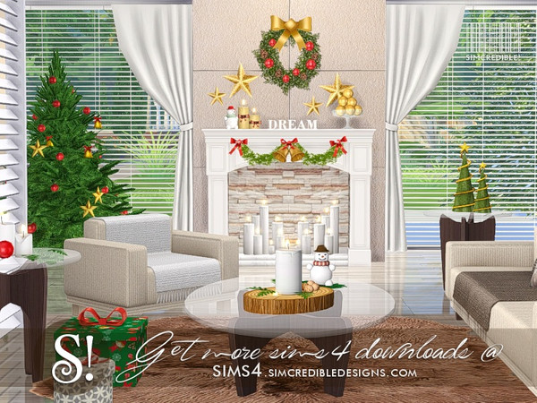 Sims 4 — Estrela Fireplace by SIMcredible! — This fireplace has no logs or fire. This is made to be used with candles