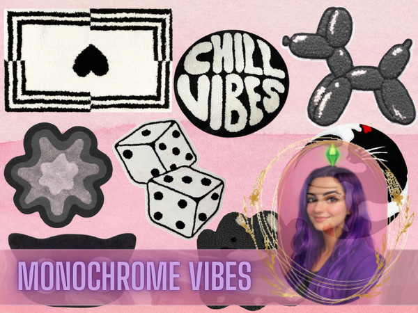 Sims 4 — Monochrome Vibes Rug Set by gokcemsims — Monochrome Vibes Rug Set brings bold black and white style into your