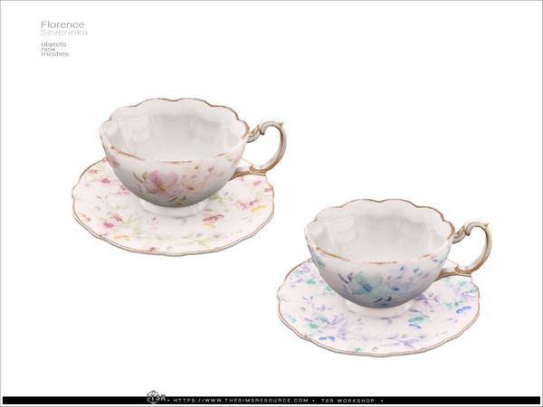 Sims 4 — Florence Teaset - teapair by Severinka_ — Decor set for decorating a kitchen or dining room. Delicate shades and
