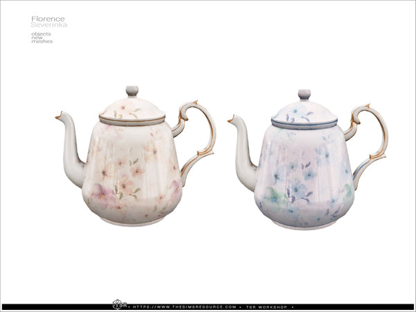 Sims 4 — Florence Teaset - teapot by Severinka_ — Decor set for decorating a kitchen or dining room. Delicate shades and