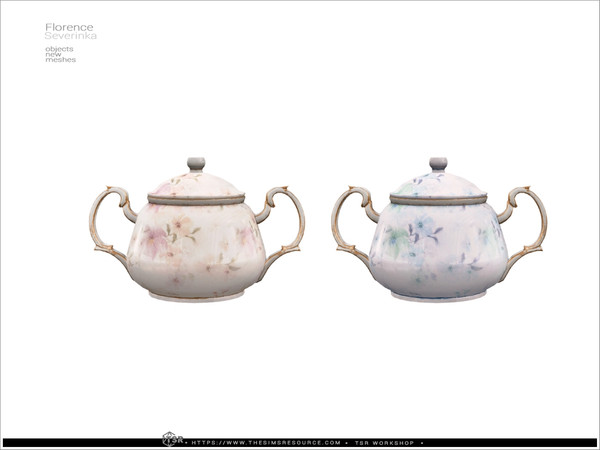 Sims 4 — Florence Teaset - sugar bowl by Severinka_ — Decor set for decorating a kitchen or dining room. Delicate shades
