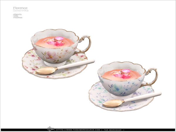 Sims 4 — Florence Teaset - teapair full by Severinka_ — Decor set for decorating a kitchen or dining room. Delicate