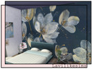 Sims 4 — Mystic Floral Mural by lavilikesims — A dark mural feat. white floral, 5 wide with plain matching wall, all wall